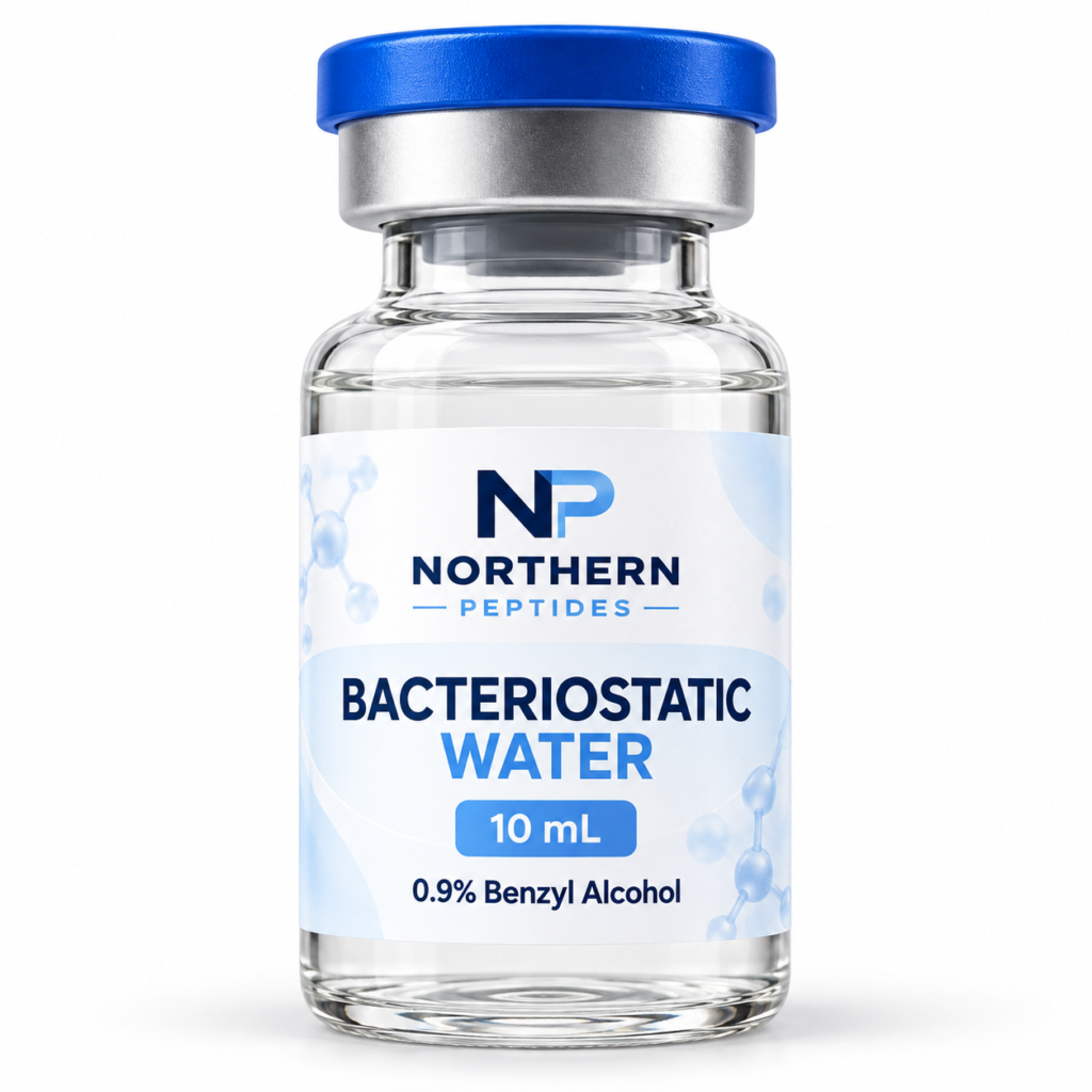 Bacteriostatic Water 10ml — branded product vial, Northern Peptides Canada.