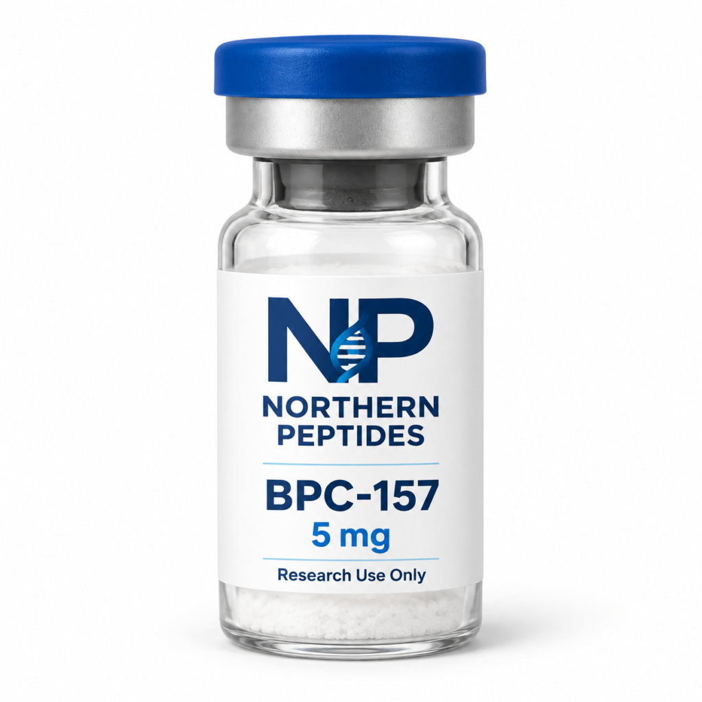 BPC-157 5mg — branded product vial, Northern Peptides Canada.