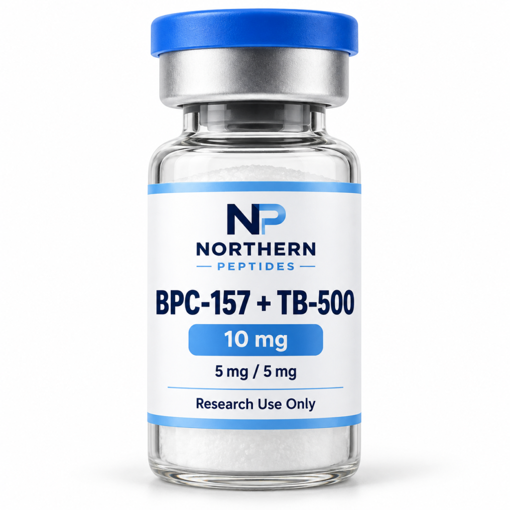 BPC-157 + TB-500 Blend 10mg — branded product vial, Northern Peptides Canada.