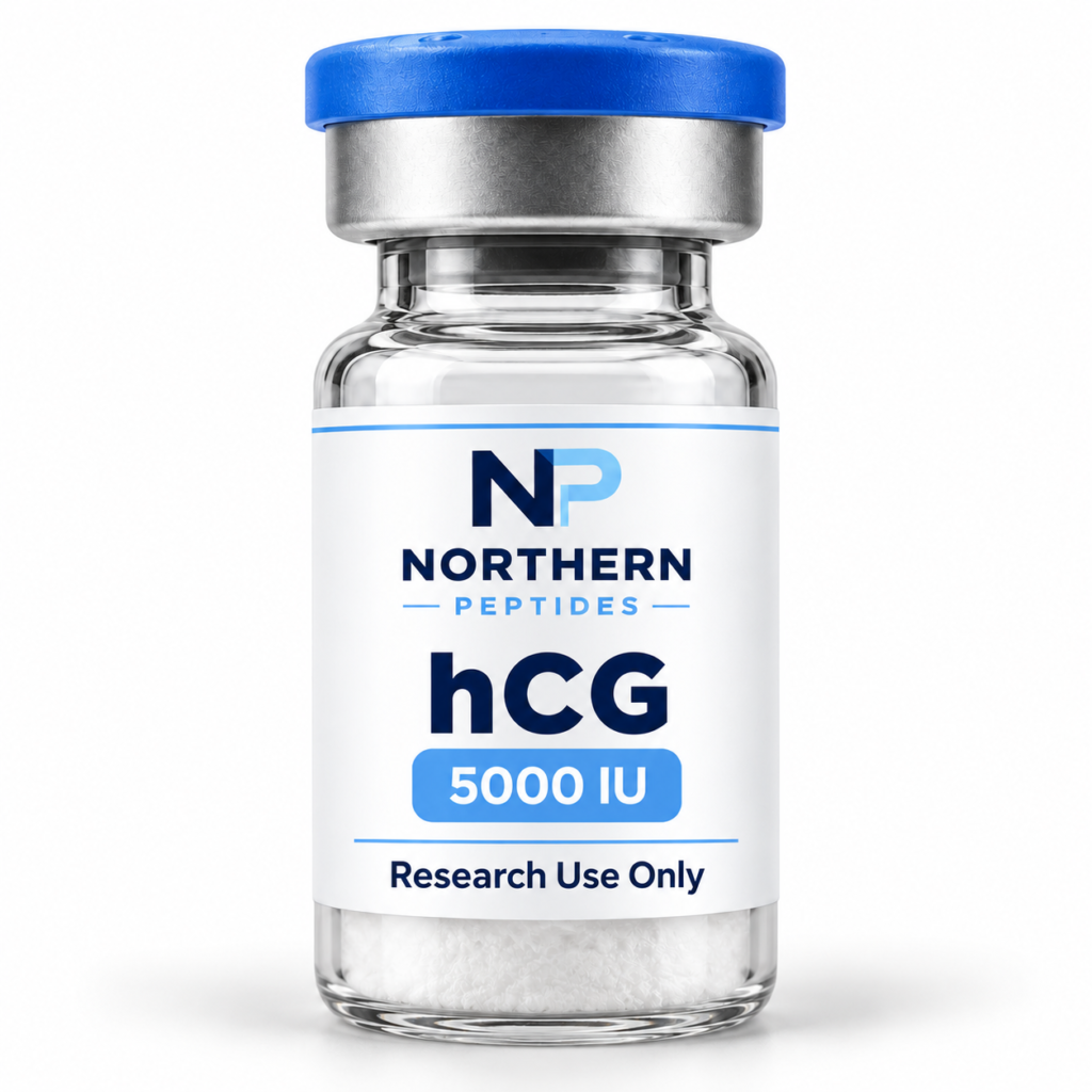 hCG 5000iu — branded product vial, Northern Peptides Canada.