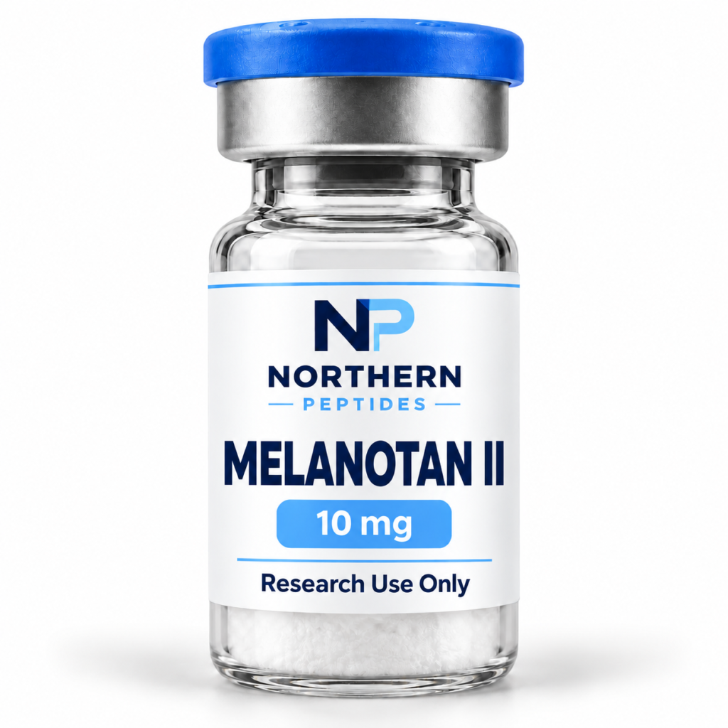 Melanotan II 10mg — branded product vial, Northern Peptides Canada.