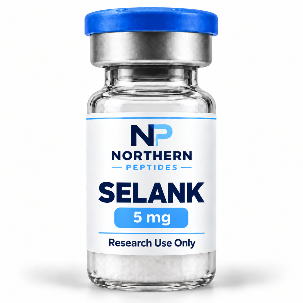 Selank 5mg — branded product vial, Northern Peptides Canada.