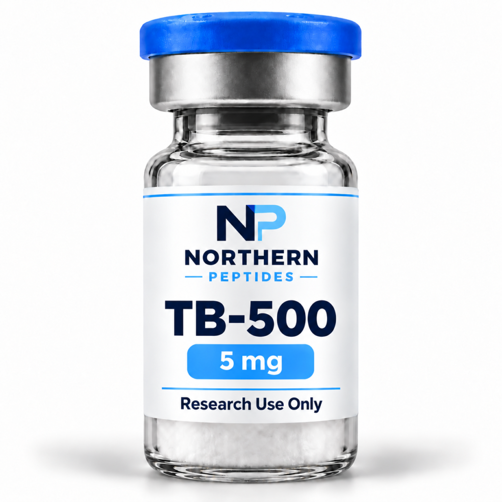 TB-500 5mg — branded product vial, Northern Peptides Canada.