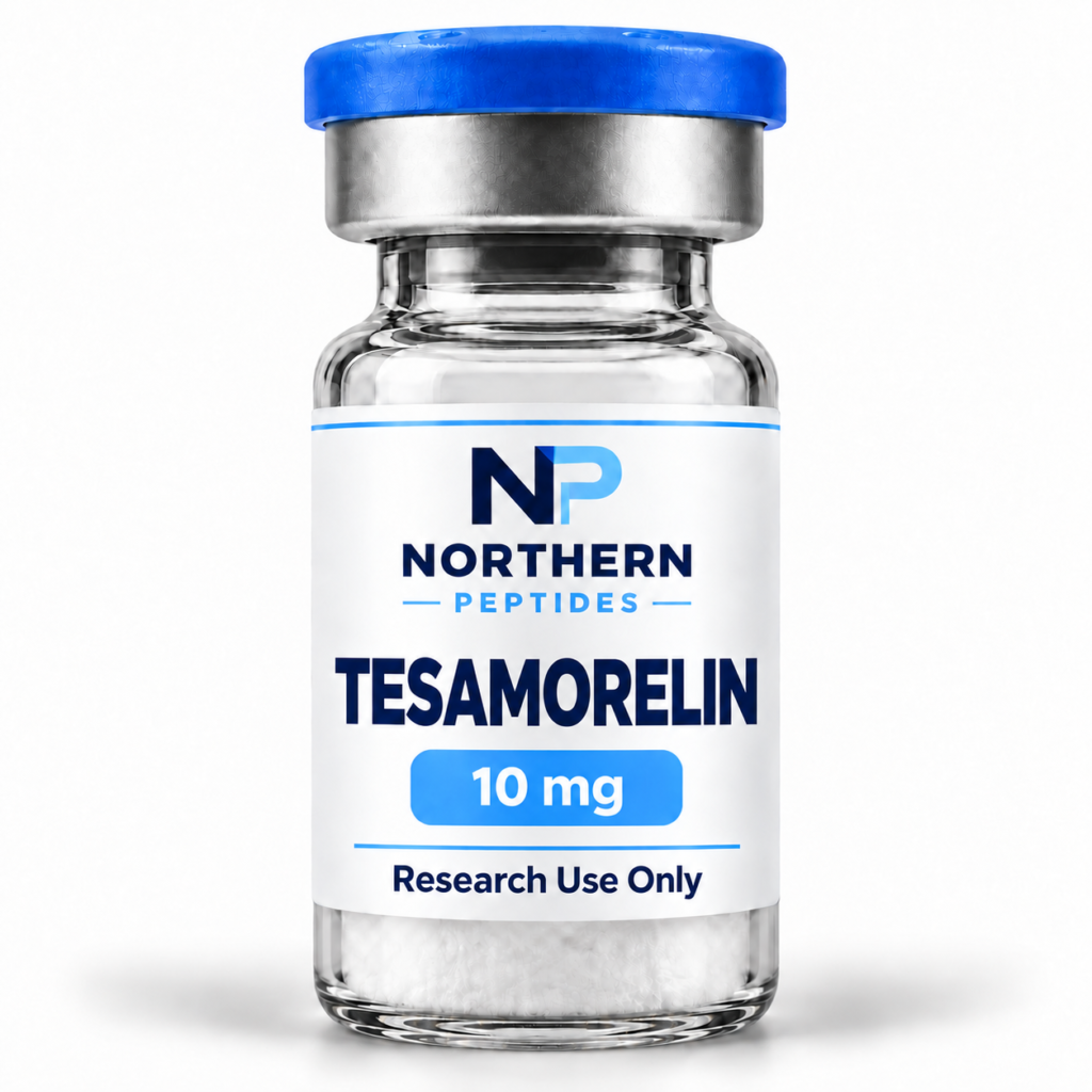 Tesamorelin 10mg — branded product vial, Northern Peptides Canada.